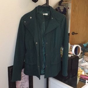 New York & Company Dark Green Accent Coat